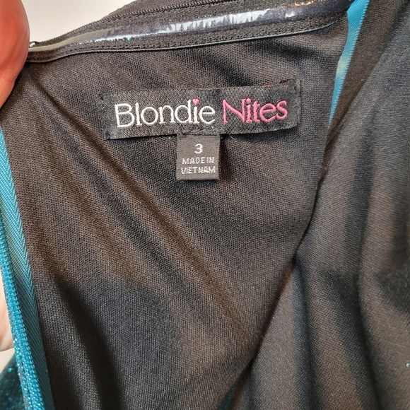 NWT Blondie Nites Juniors Glittered Ruched Strapless Gown in Teal Size 3 - Picture 12 of 13